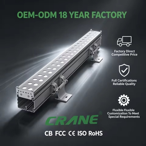 60W RGBW Linear Wall Washer IP65 Rated Aluminum LED for Building Lighting