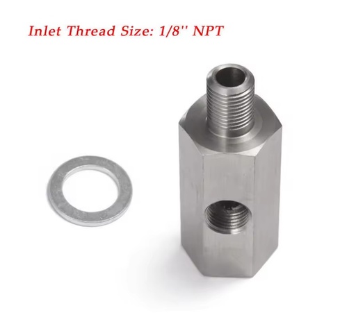 Stainless Steel 3-Way Tee Adapter 3*1/8 NPT Thread Hex Wrenchable Pipe Port Branch Fitting Auto Exhaust Pipeline Refit Parts