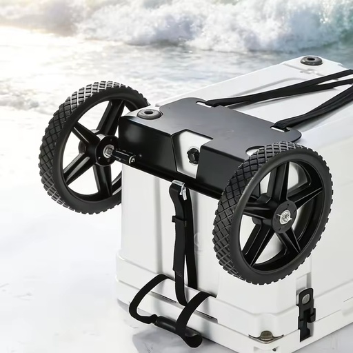 12 Inch Iron Rotomolded Cooler Wheels Kit Cart Axle Handle Straps for 45/65QT Ice Chest Camping Beach Wagon Heavy Duty