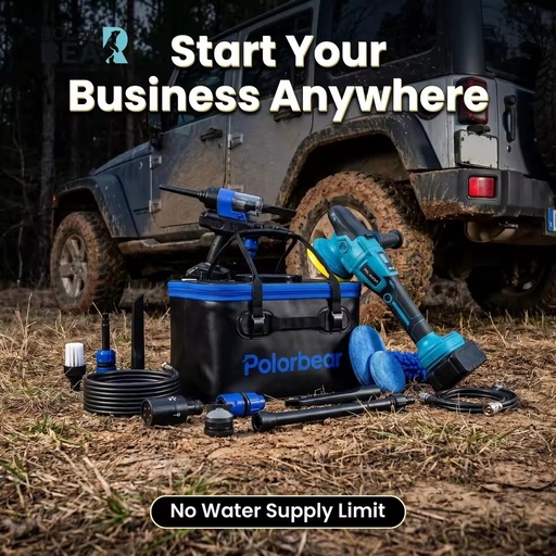 POLAR BEAR 50+ Piece Cordless 21V Lithium Brushless Car Detailing Kit Wash/Blow/Vacuum Plastic 40bar Pressure Makita Compatible