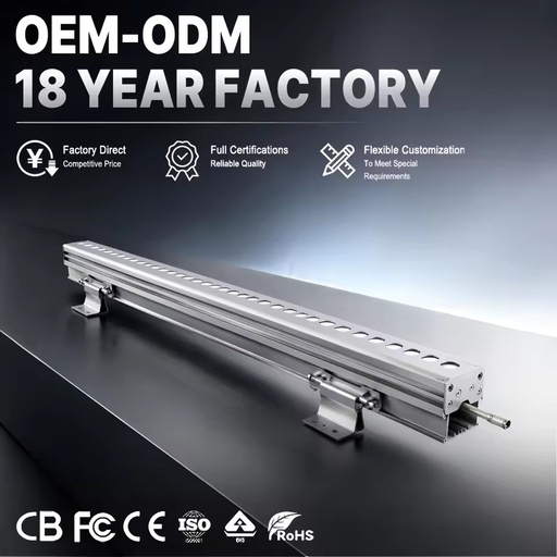 Manufacturer Wholesale IP65 Aluminum LED Wall Washer Lights 18W/24W/36W Building Exterior Lighting Waterproof RGBW Linear Light