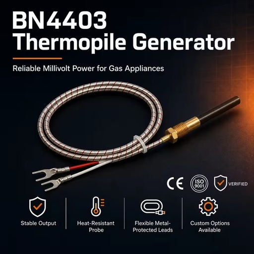 Copper Gas Thermopile Generator 750mV Pilot Flame Sensor for Home Appliance Heater Parts CE Certified Fireplace Furnace Repair