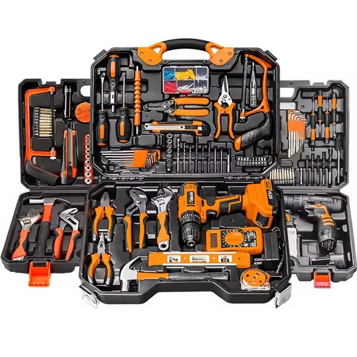 Portable Household Hardware Tool Set Electrical Carpentry Maintenance Combination in Hard Case with OEM Option Battery-Powered