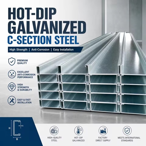 High Quality Material ASTM Standard Pre-galvanized Uni Strut Brackets Hot Rolled U Beam Stainless Steel C Channel Steel