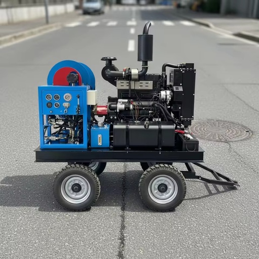 New Municipal Exclusive Use Sewer Jetter Hose Reel 300Bar 60L/min Diesel Engine Heavy Duty Drain Cleaning Water Blasting Paint