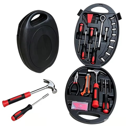 Wholesale Basic Household Hand Tool Set Multi-Purpose Hardware Repair Kit with Plastic Case Ideal Workshop Daily DIY Projects