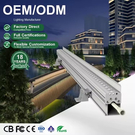 DMX512 RGBW Hotel Exterior Decorative Building Fixtures Commercial Grazing Architectural Outline LED Wall Wash Light