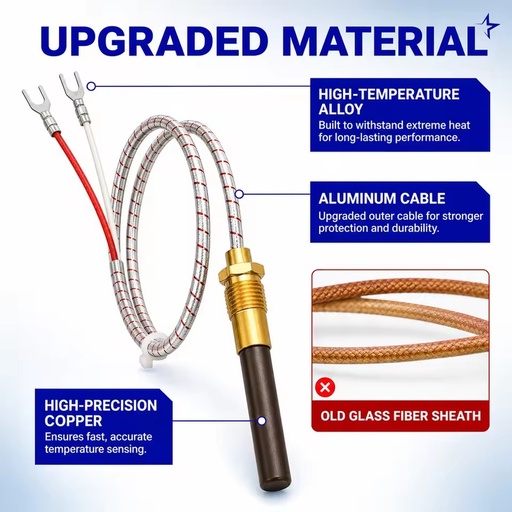 750mV Brass Pilot Flame Thermopile Generator Sensor Gas Water Heater Outdoor Fireplace Repair Spare Parts