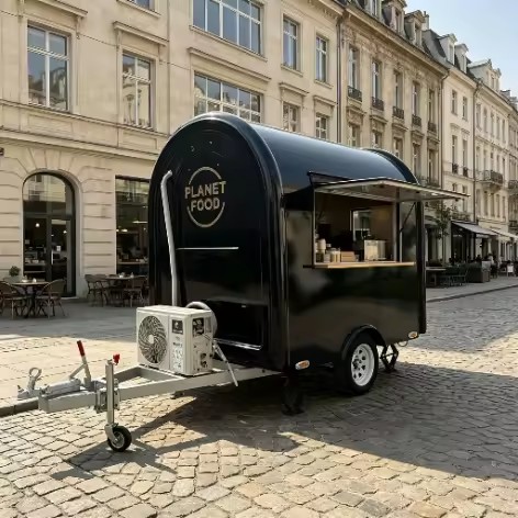 French EPR Packaging DOT Certified Fiberglass Coffee Service Tow Bar Trailer Food Trailer for Coffee Sales