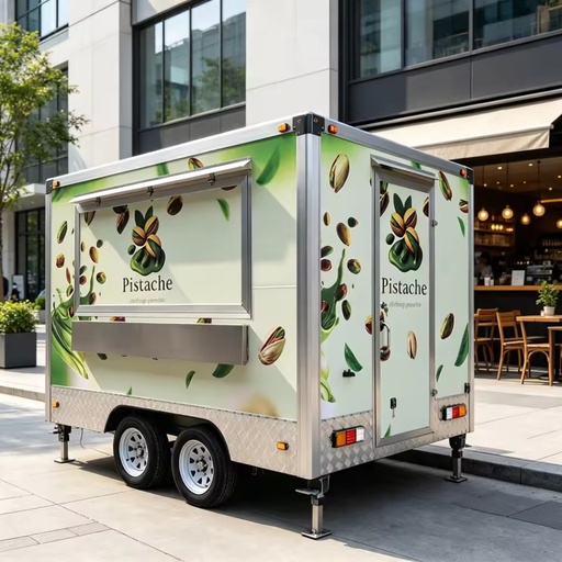 French EPR Packaging DOT FMVSS Certified Galvanized Sheet Retail Food Trucks Tow Bar Trailer for Popcorn