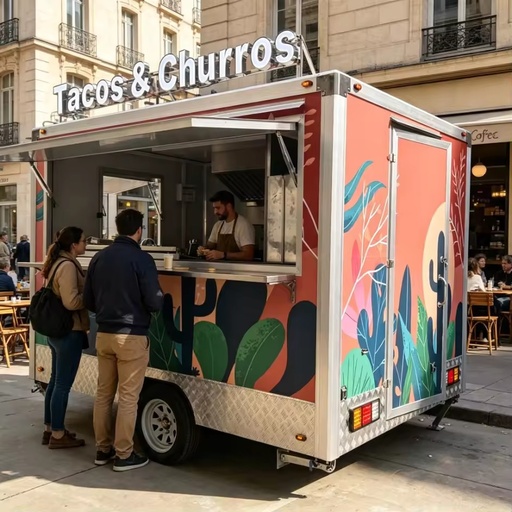 French EPR Packaging DOT Certified Galvanized Sheet Chocolate Towable Food Trailer Fast Food Trailer for Advertising