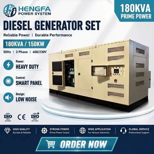 CE ISO 50kw Soundproof Silent Type Diesel Generator 3 Phase 180kva with for Engine 400V for Hotel Use ATS