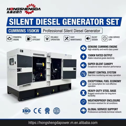 Cumminss 150KW 187.5KVA Stamford Silent Diesel Generator Set Three Phase 50/60HZ CE ISO Industrial Emergency Backup Power Genset