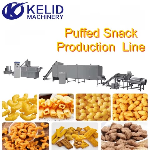 CE Large Capacity Efficient Automatic Customized Puffed Corn Snack Making Machine Extruder Dryer Puff Snacks Production Line