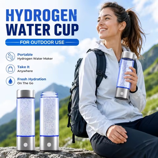 Luxury SPE PEM 1200ppb Hydrogen Water Cup PEM Water Electrolysis Tech Portable Battery Powered 440mL H2 Rich Generator