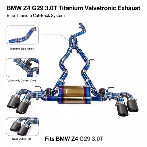 High-quality Titanium Alloy Valvetronic Exhaust Catback for BMW Z4 G29 3.0T Exhaust Pipes Muffler with Carbon Fiber Tips