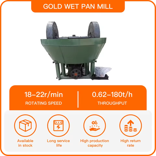 Wet Pan Mill for Gold Ore Grinding AC Motor High Productivity Easy Operation Energy Saving Mineral Extraction Equipment