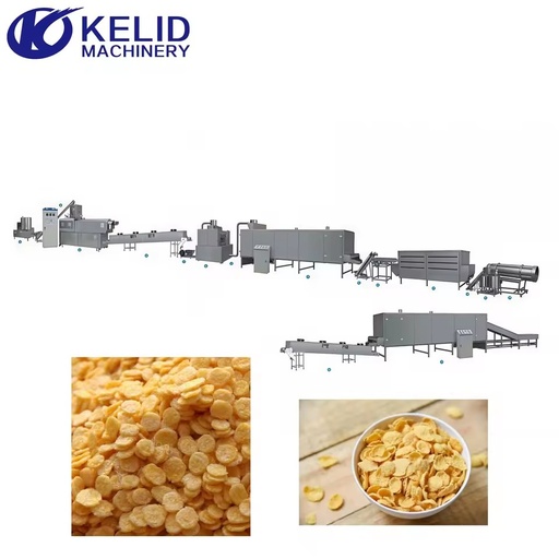 Large Capacity Automatic High Efficiency Crispy Good Flavour Corn Flake Breakfast Cereal Making Machine Complete Production Line