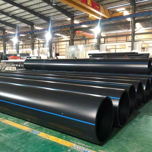 Plastic Pipe 3 Inch 4 Inch 75mm 90mm Flow Tube Pn16 Sdr 17 Black 110mm Hdpe Pipes With Blue Stripe