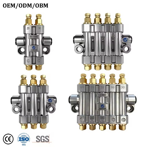 RH High Pressure Volumetric Oil Distributor 2/3/4/5 Ways OEM Lubrication Oil Distributor for CNC Machine Lubrication System