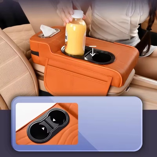 Good Quality Wholesale Car Interior Accessories Double Layer Luxury Central Armrest Pillow Front Leather Storage Cup Holder