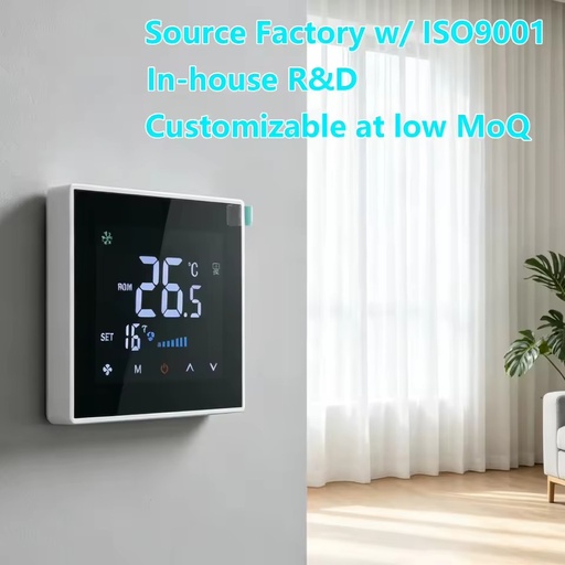 Smart WiFi Brushless Fan Coil Thermostat for HVAC Central Air & Underfloor Heating, Compatible with Tuya, Alexa, Google Home