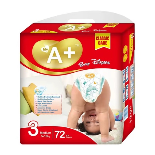 My A+ Brand Wholesale Disposable Nappies Fluff Pulp Soft Breathable Absorption 16-18 Lbs Leak Guard Baby Diapers