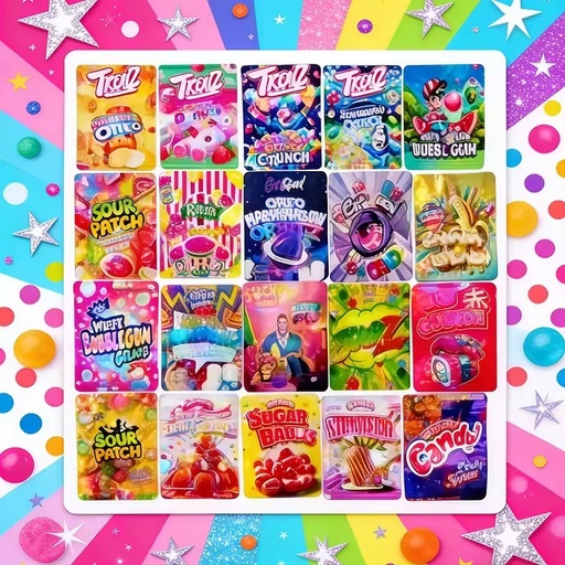 Food Grade 3.5g Mylar Bags Wholesale in Stock Custom Printed Moisture Proof Resealable Zipper Pouch for Candy Snack Flower