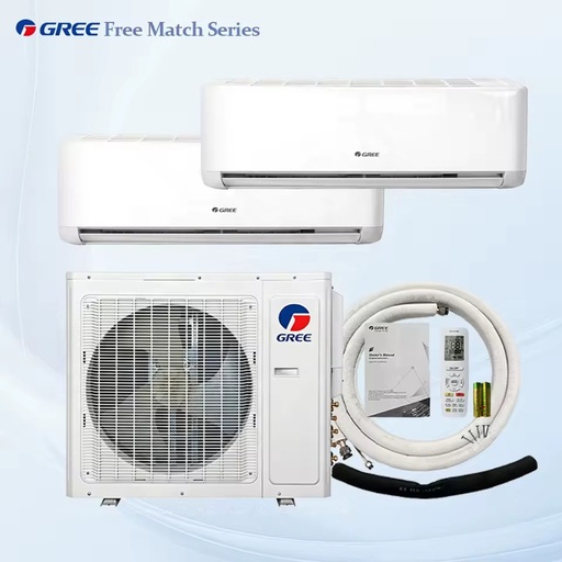 Gree 2 Zone Split Air Conditioner 24000Btu Wall Mounted Fan Coil Unit Wifi Cooling Only Commercial Central Air Conditioning