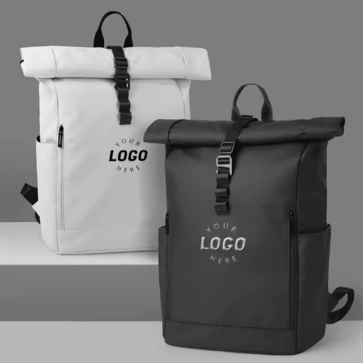 Custom Logo Roll Top Backpack Bulk Black Waterproof Laptop Bag Expandable Urban Daypack Travel Business Backpack