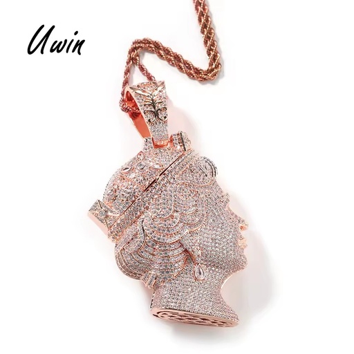 UWIN Full Iced Out Central Cee Elizabeth Queen Pendant Micro Paved Cubic Zirconia Rapper Central Cee Portiait Pendant Jewelry