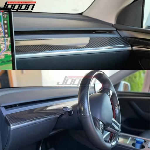 Central Console Dash Panel Trim for Tesla Model 3 2017-2022 Model Y 2020-2023 Real Carbon Fiber Dashboard Interior Accessories