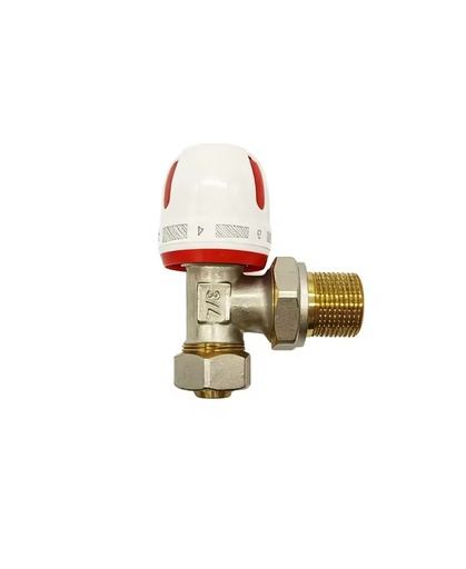 Nickel Plated Manual Thermostatic Cap Valve Radiator Valve Angle Pattern Compression Fitting 3/4 Port Size 200psi