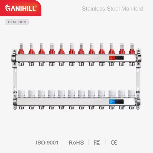 Stainless Steel Radiant Heat Manifold Set Precision Flow Control Collector Central Underfloor Heating Heating 0212