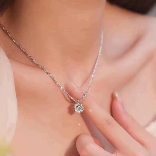 FY-PL226 S925 Silver Sparkling Zircon Trendy Wedding Necklace Light Luxury Flash Solitaire Rope Chain Baby's Breath