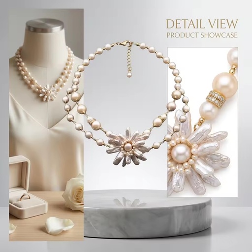 Baroque Pearl Flower Necklace in the Ladies Jewelry Collection Pearl Necklaces Pure Freshwater Pearl Necklaces