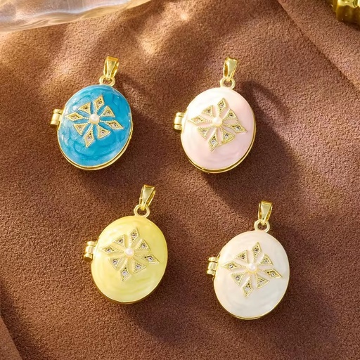 P238 New 18K Gold Plated Brass 3D Rose Charms Colorful CZ Flower Pendants for DIY Jewelry Making Supplies Wholesale
