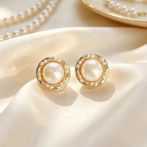 Vintage 18K Gold Plated Pearl Clip-on Earrings Invisible Painless for Unpierced Ears Shell Pearl Retro Jewelry 2026 New Factory