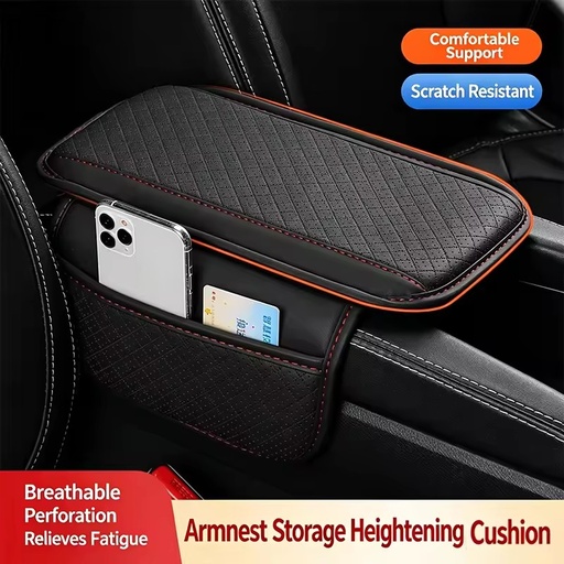 Car Arm Rest Cushion PU Leather Breathable Center Console Box Cover Anti Scratch Armrest Box Protector Cover With Storage Pocket