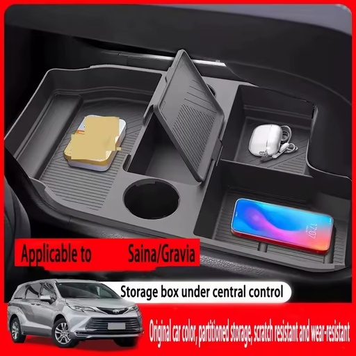 Premium Center Console Lower Storage Box for Toyota Sienna & Granvia Interior Modification