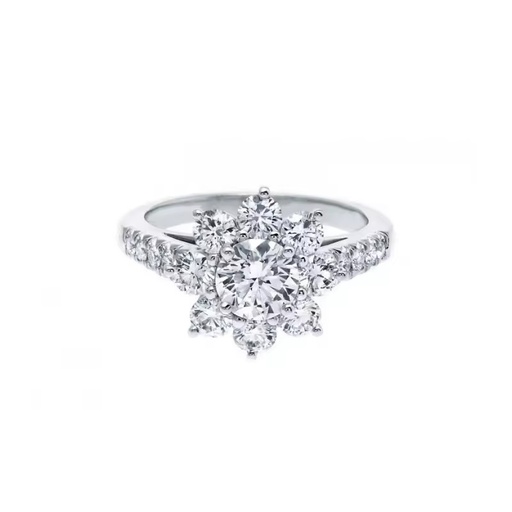 Luxury 18k Gold Lab Grown Diamond Engagement Ring with Round Brilliant Cut Side Stone 0.8ct NGTC Certified for Women Wedding