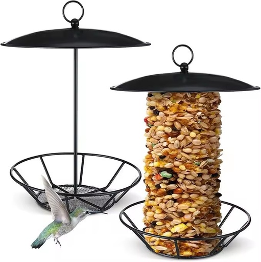 Seed Cake Feeder Metal Wild Bird Feeder Holds up to 4 Seed Cakes Weatherproof Hanging Bird Feeder for Clinging & Perching Birds