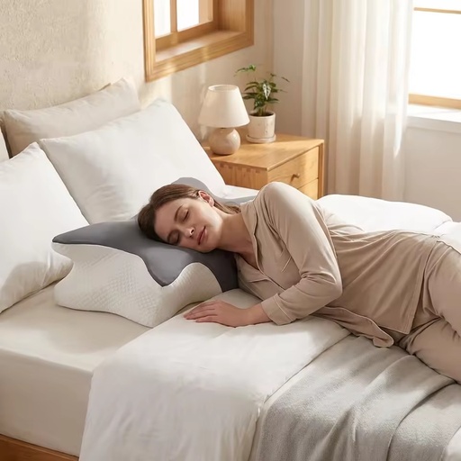 YUE RISE Modern Customizable Memory Foam Ergonomic Support Butterfly Shape Cervical Bed Pillows for Side Back Stomach Sleepers