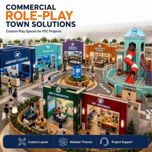 Indoor Playground Equipment Robotics Architect City Tower Spiral Slide Pretend Play Street Modules Daycare Project