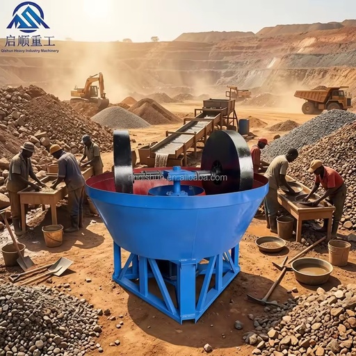 Hot-selling in Africa 1200 Gold Mine Wet Pan Mill, Gold Ore Mining Grinding Machine Equipped with AC Motor and Bearings