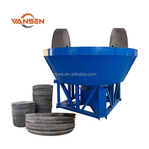 High Quality Gravel Rock Ore Mining Equipment, Wet Pan Mill Grinding Gold Machine with High Gold Recovery Rate