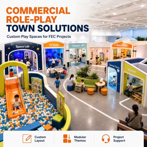 Soft Play Equipment Set Space Lab TV Studio Airport Zone Interactive Modules for Shopping Mall FEC Projects