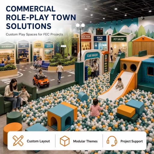 Indoor Soft Playground Eco Market Makers Lab Ball Pit Slide REACH Compliant Enclosed Family Activity Zone