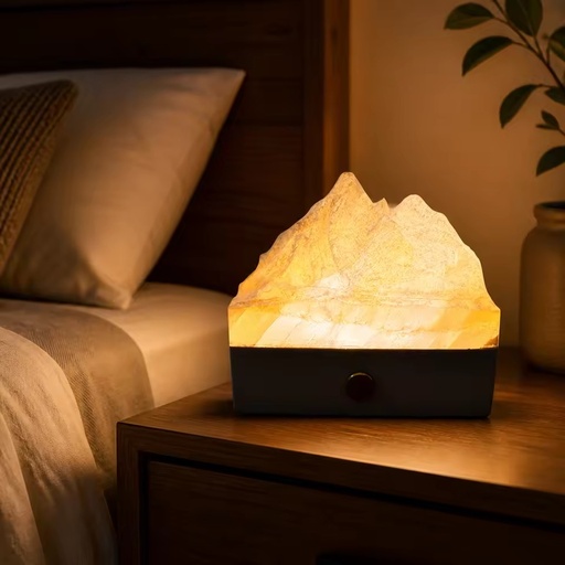 Natural Gypsum Mountain Crystal Night Light Touch Dimmable Aromatherapy Lamp for Bedroom Living Room Healing Home Decor