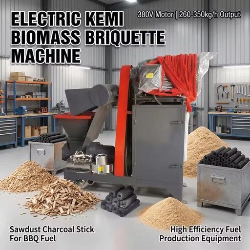 Electric Wood Sawdust Biomass Briquette Machine Charcoal Stick Making 380V 260-350kg/h for BBQ Fuel Production
